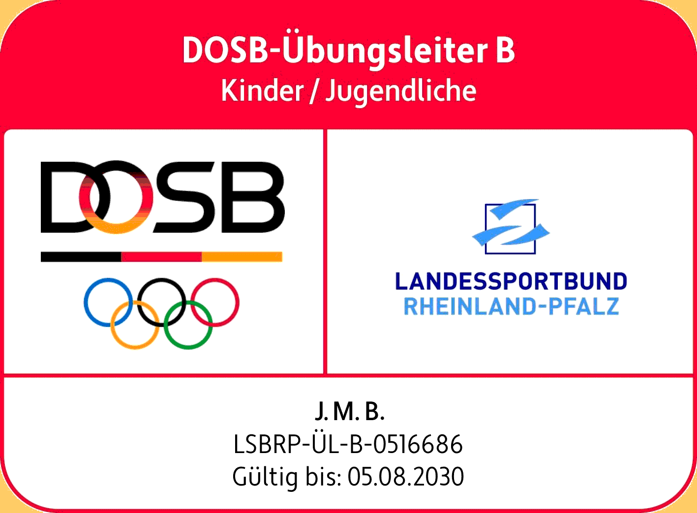 [&Uuml;bungsleiter B‑Lizenz vom DOSB;
         anonymisiert passend zur Website]