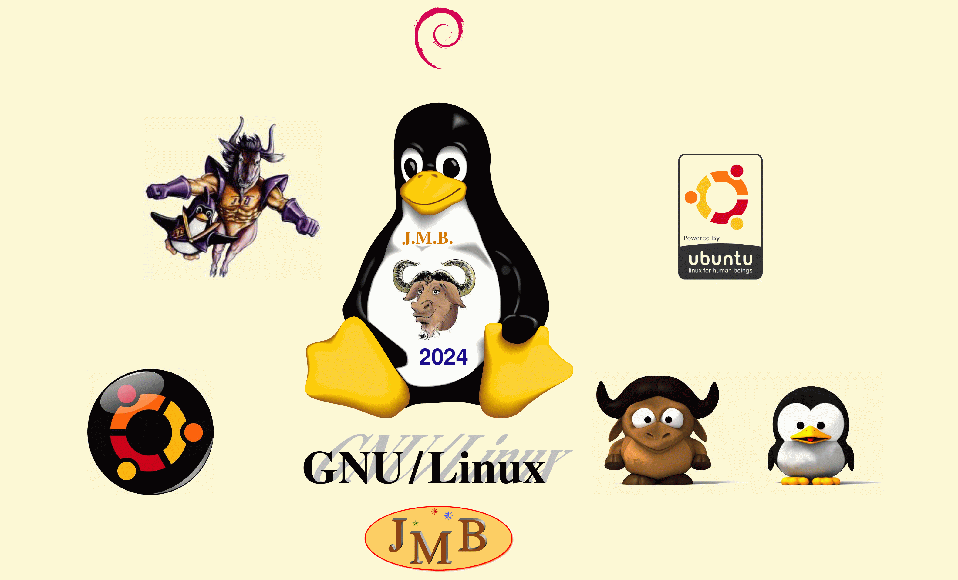 [Grafik mit TuX und GNU als Maskottchen von GNU/Linux]